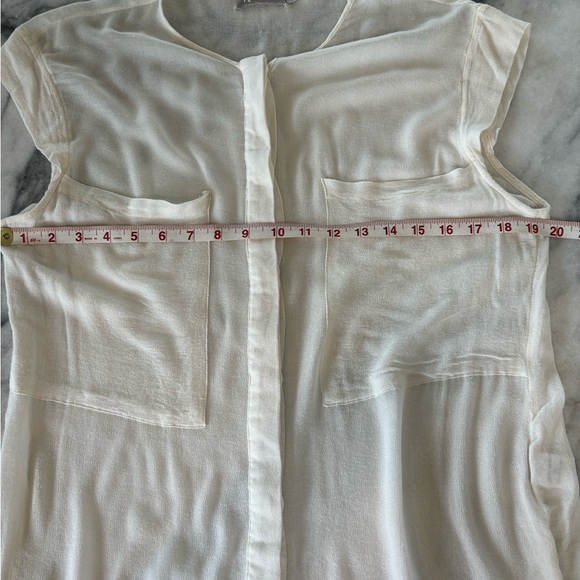 Nation Sleeveless Sheer Ivory Blouse With Pockets Sz M #0422 - Picture 3 of 5